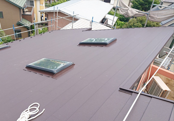 屋根工事事例 ガルテクト断熱材入り葺き替え